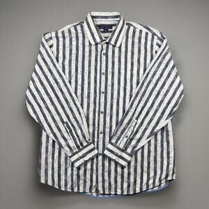 Paul Fredrick Striped Button Shirt XL Cotton Modal Long Sleeve 1017